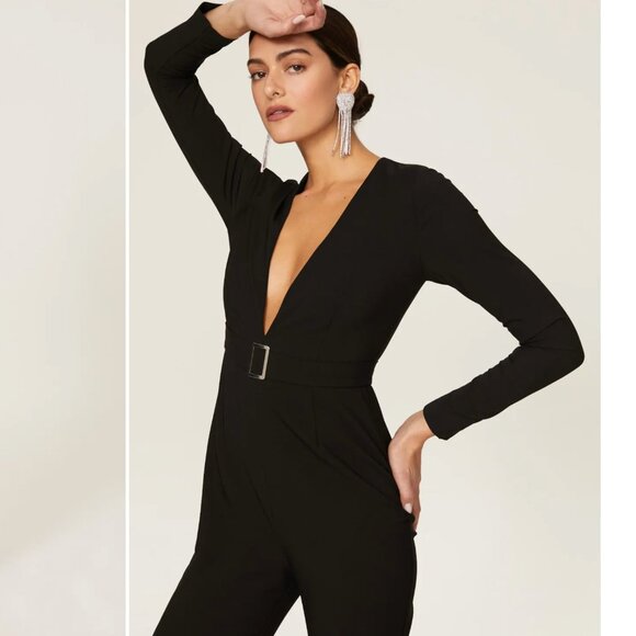 Size 2 - HUTCH - Deep V-neck Black Jumpsuit Rent the Runway RTR $264 msrp - Picture 6 of 11